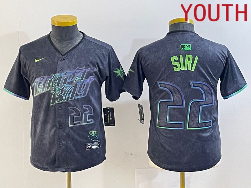 Youth Tampa Bay Rays #22 Siri Black City Edition Nike 2024 MLB Jersey style 1->youth mlb jersey->Youth Jersey